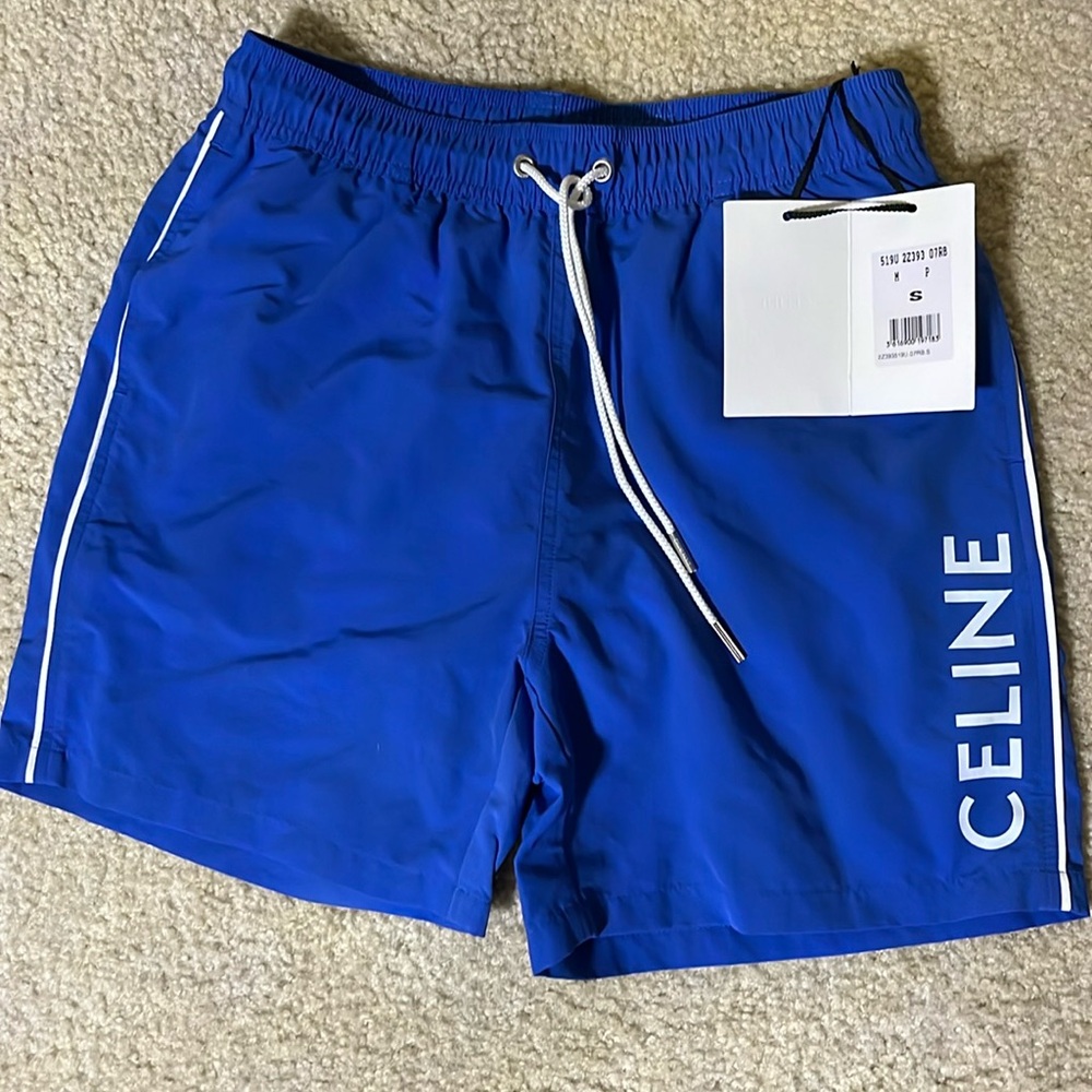 Celine Royal Blue Swim Shorts with White Details